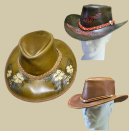 Chapeau western ou casquette de baseball entièrement cuir et personnalisables.